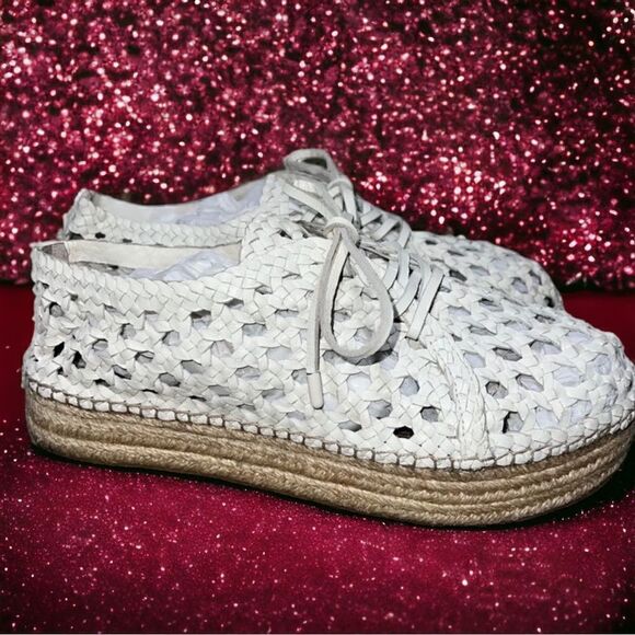 Zimmermann White Woven Leather Platform Espadrilles Size 11 Authentic - Picture 1 of 12